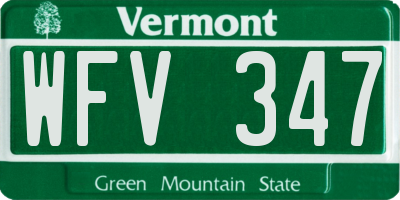 VT license plate WFV347