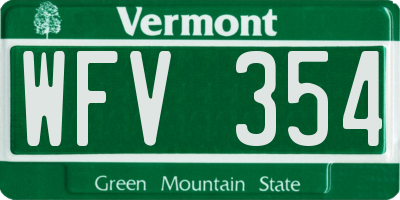 VT license plate WFV354