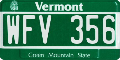 VT license plate WFV356