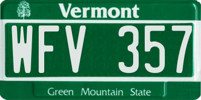 VT license plate WFV357