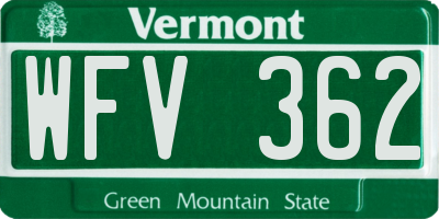 VT license plate WFV362