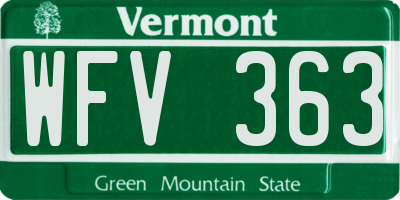 VT license plate WFV363