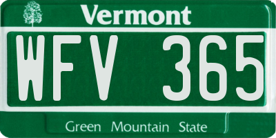 VT license plate WFV365