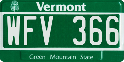 VT license plate WFV366