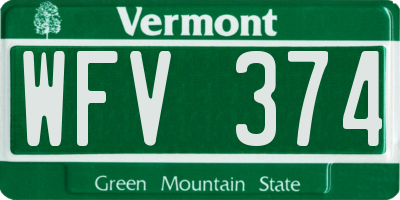 VT license plate WFV374