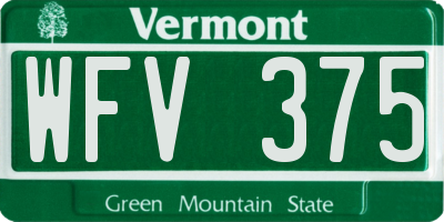 VT license plate WFV375