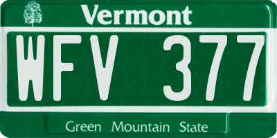 VT license plate WFV377