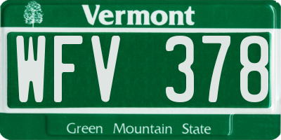 VT license plate WFV378