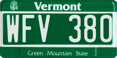 VT license plate WFV380