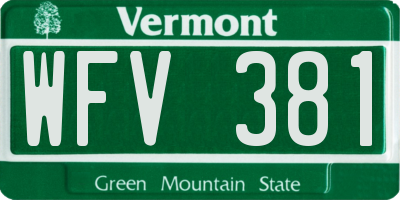VT license plate WFV381