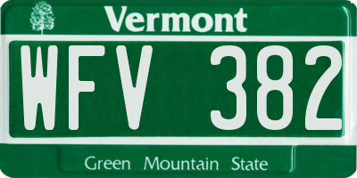 VT license plate WFV382