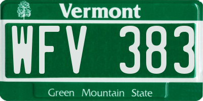 VT license plate WFV383