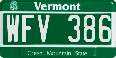 VT license plate WFV386