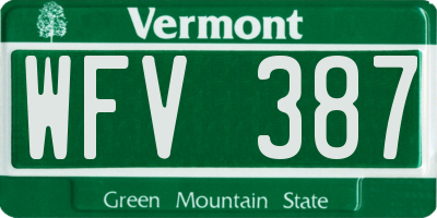 VT license plate WFV387
