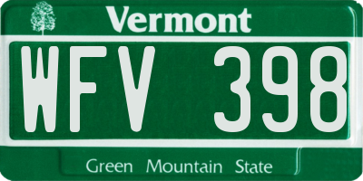 VT license plate WFV398