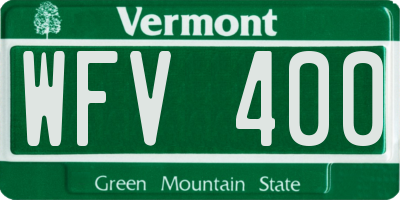 VT license plate WFV400