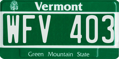 VT license plate WFV403