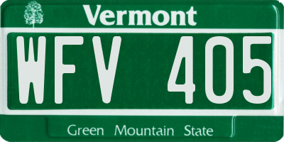 VT license plate WFV405