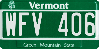 VT license plate WFV406