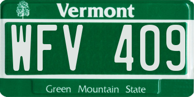 VT license plate WFV409