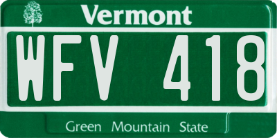 VT license plate WFV418