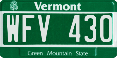 VT license plate WFV430