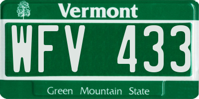 VT license plate WFV433