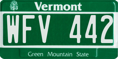 VT license plate WFV442