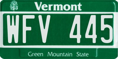 VT license plate WFV445