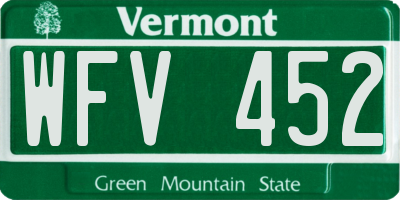 VT license plate WFV452