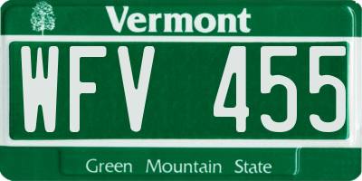 VT license plate WFV455