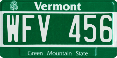 VT license plate WFV456