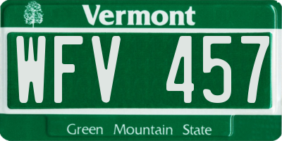 VT license plate WFV457