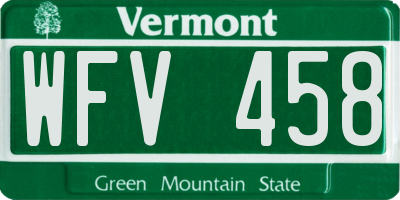 VT license plate WFV458