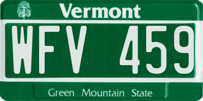 VT license plate WFV459