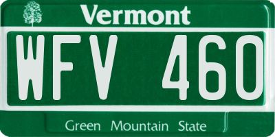 VT license plate WFV460