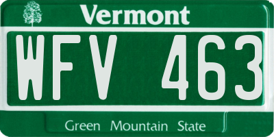 VT license plate WFV463