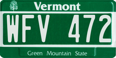 VT license plate WFV472