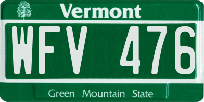 VT license plate WFV476