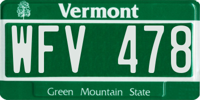 VT license plate WFV478