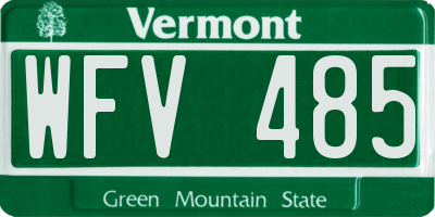 VT license plate WFV485