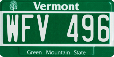 VT license plate WFV496