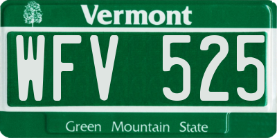 VT license plate WFV525
