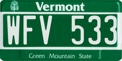 VT license plate WFV533