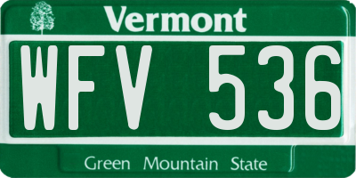 VT license plate WFV536