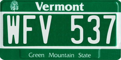 VT license plate WFV537