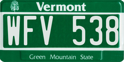 VT license plate WFV538
