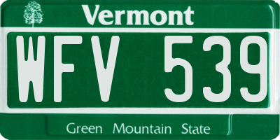 VT license plate WFV539