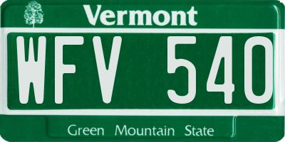 VT license plate WFV540