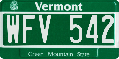 VT license plate WFV542